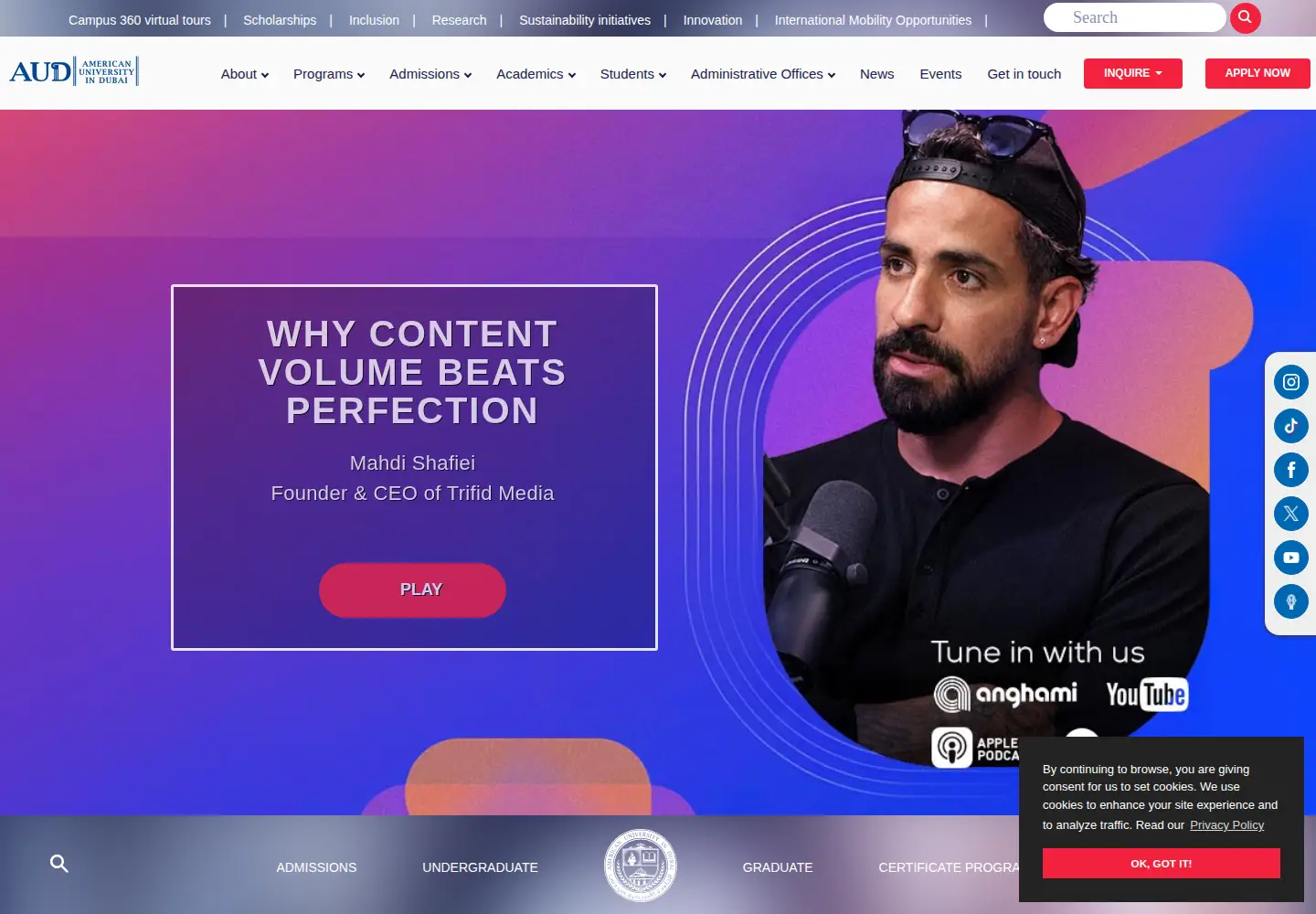 Screenshot of aud.edu