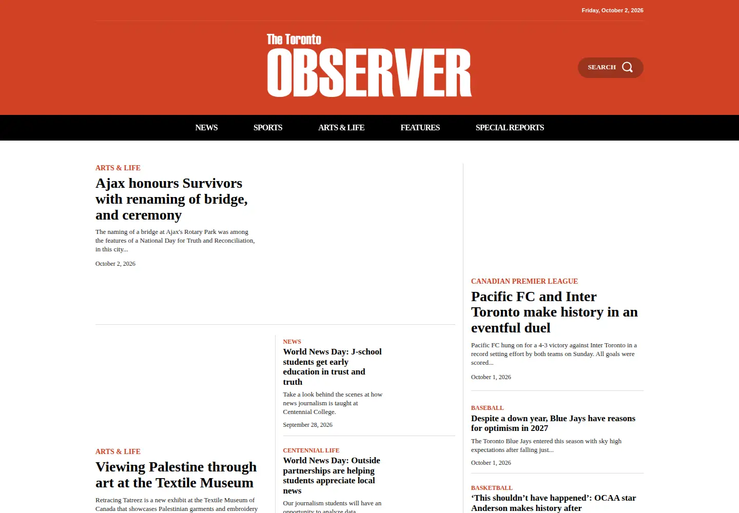 Screenshot of torontoobserver.ca