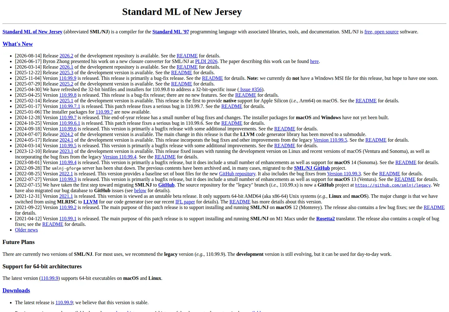 Screenshot of smlnj.org