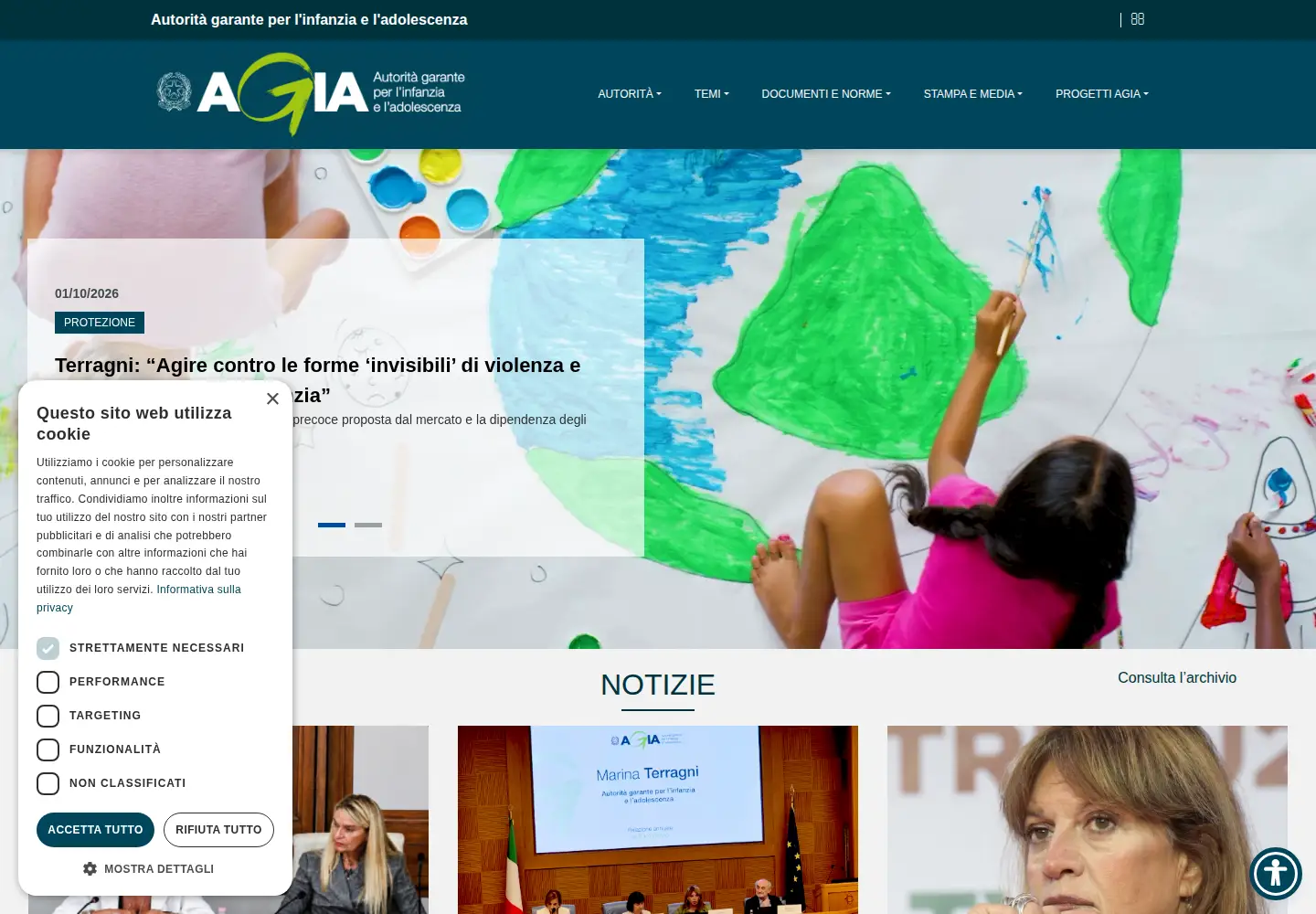 Captured homepage of garanteinfanzia.org in the current scan