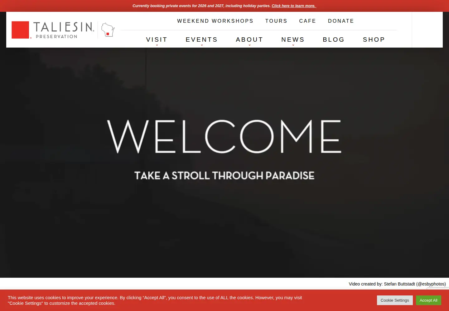 Screenshot of taliesinpreservation.org