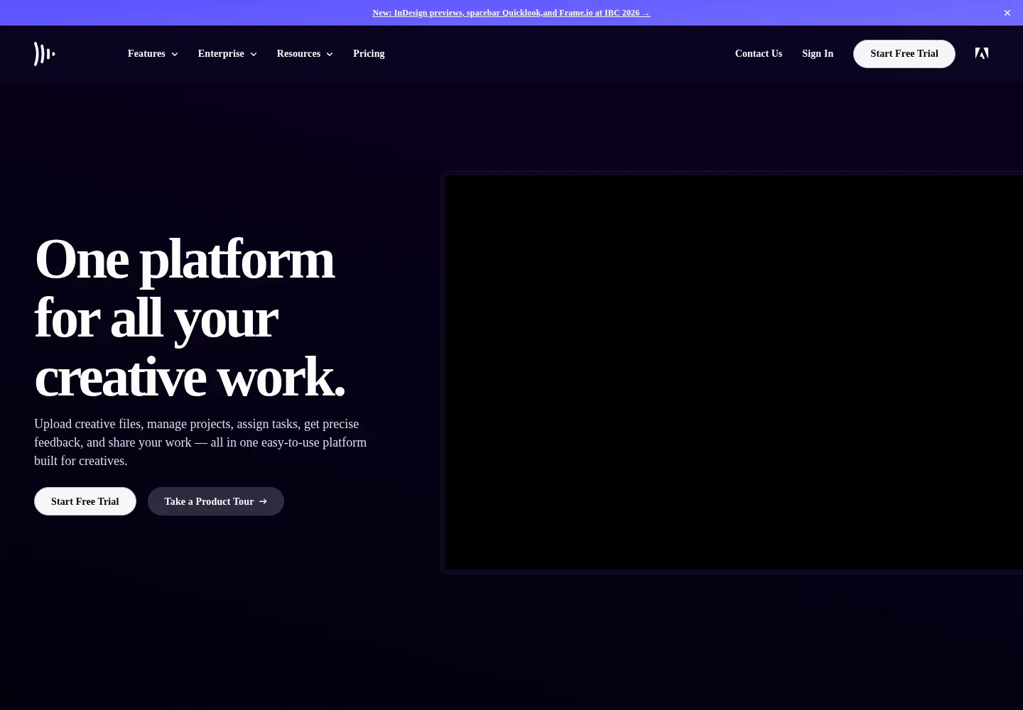 Screenshot of frame.io