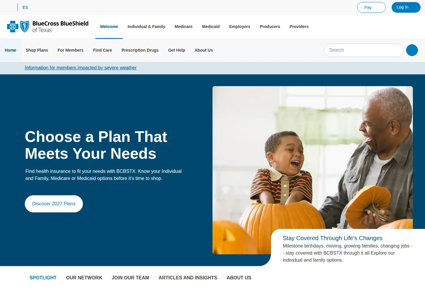 Screenshot of bcbstx.com