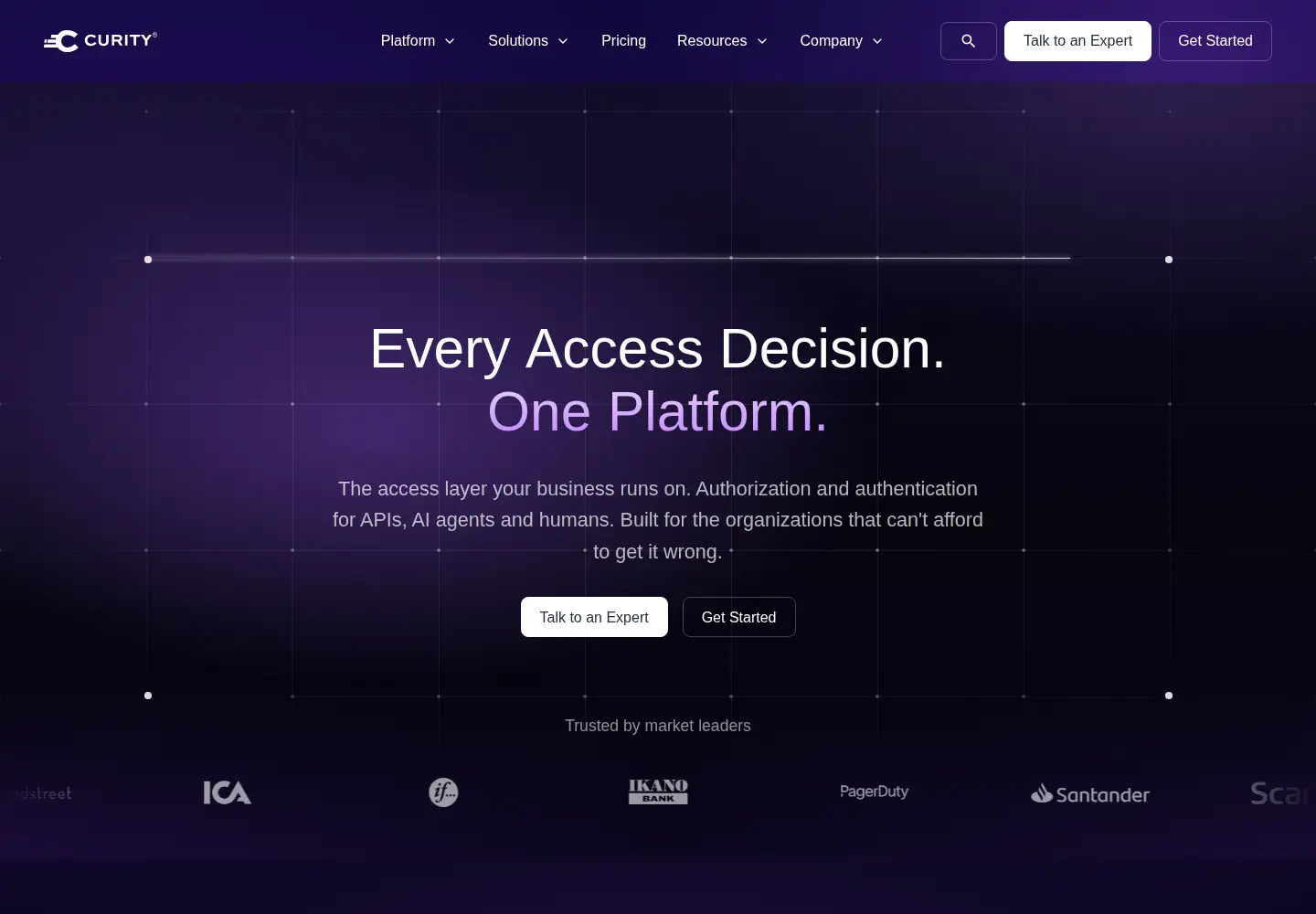 Screenshot of curity.io