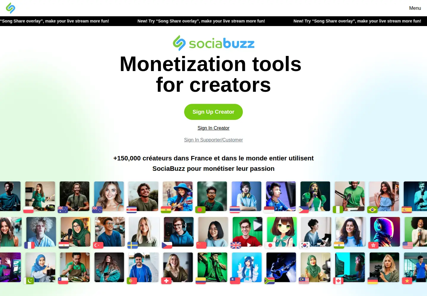 Screenshot of sociabuzz.com