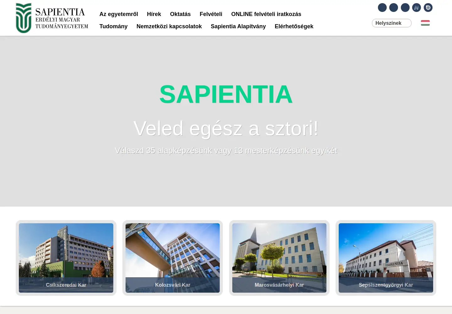Screenshot of sapientia.ro