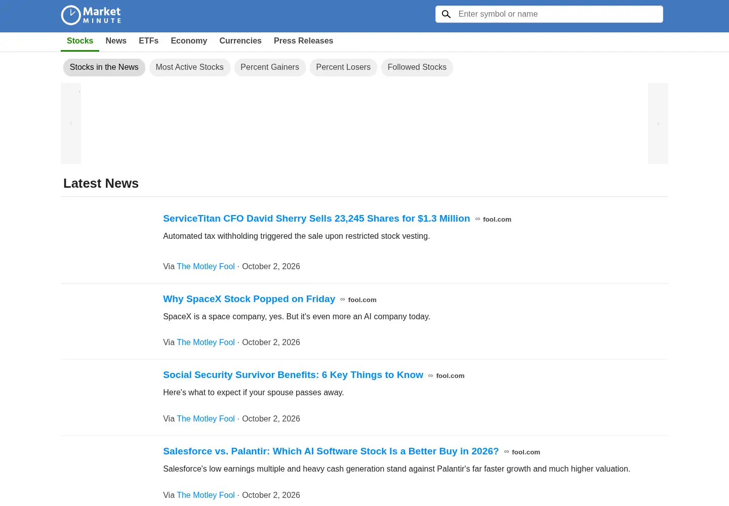Screenshot of marketminute.com
