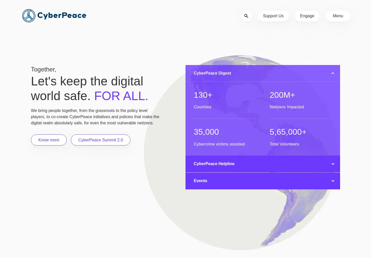 Screenshot of cyberpeace.org