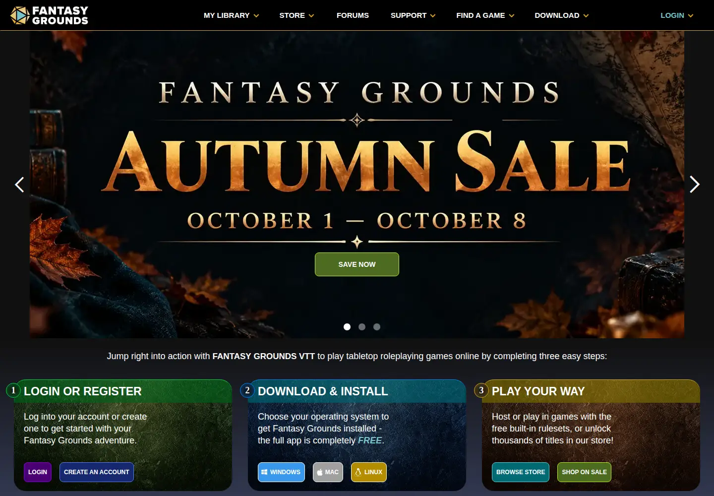 Screenshot of fantasygrounds.com