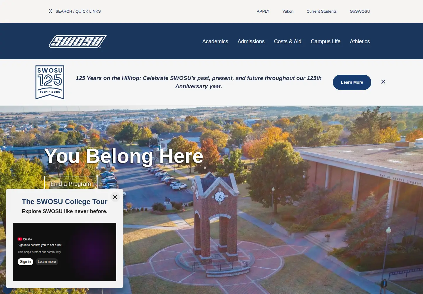 Screenshot of swosu.edu
