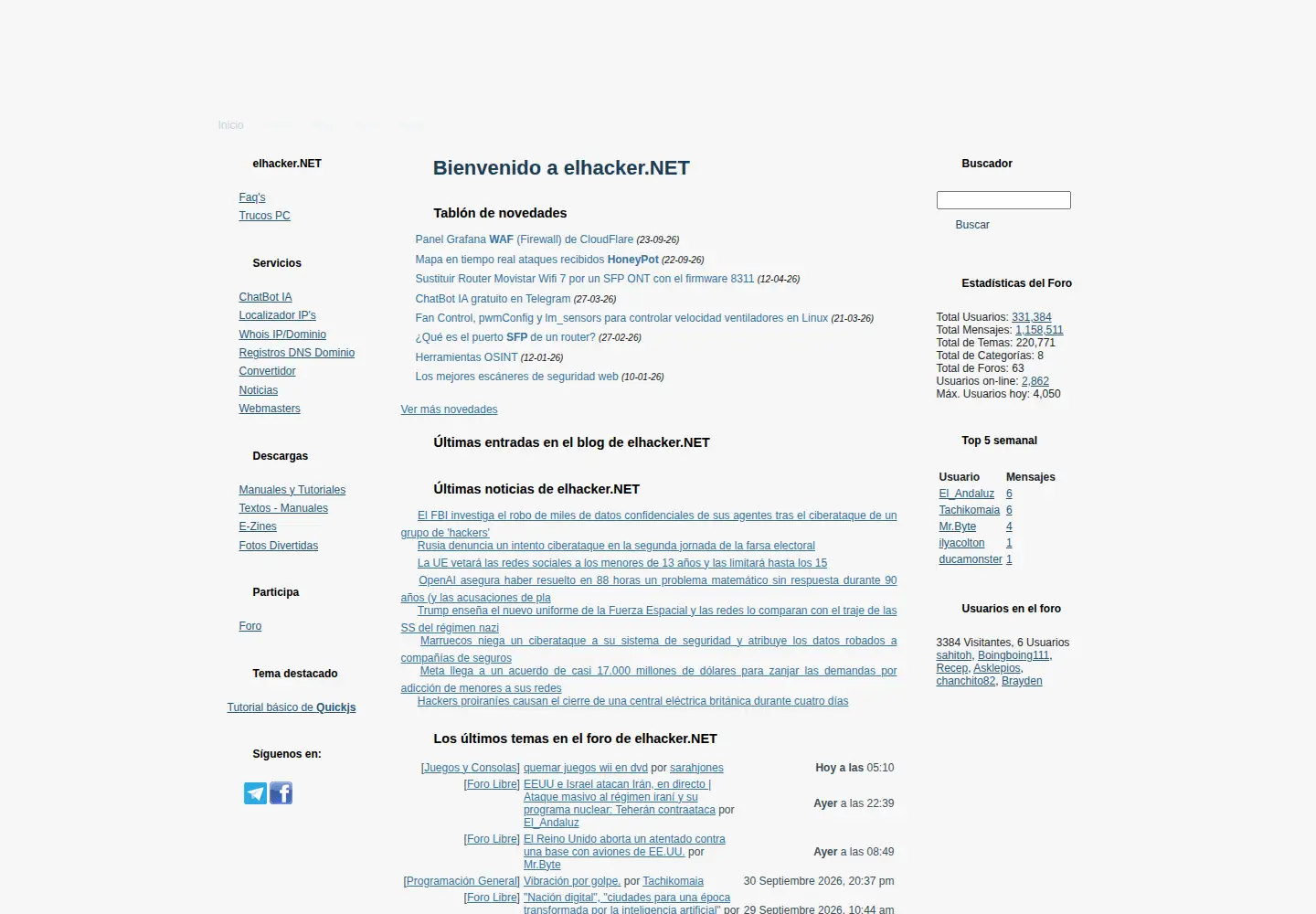 Screenshot of elhacker.net