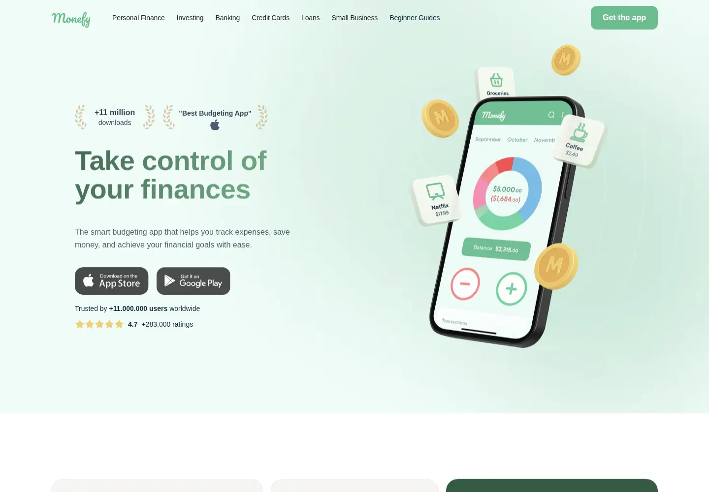 Screenshot of monefy.com