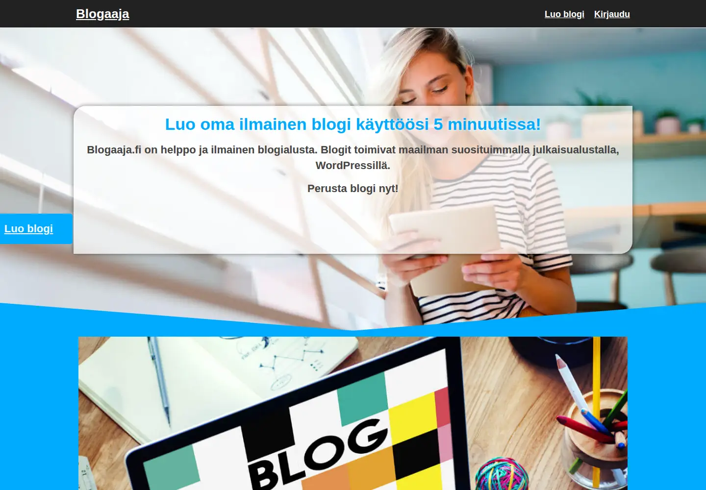 Screenshot of blogaaja.fi