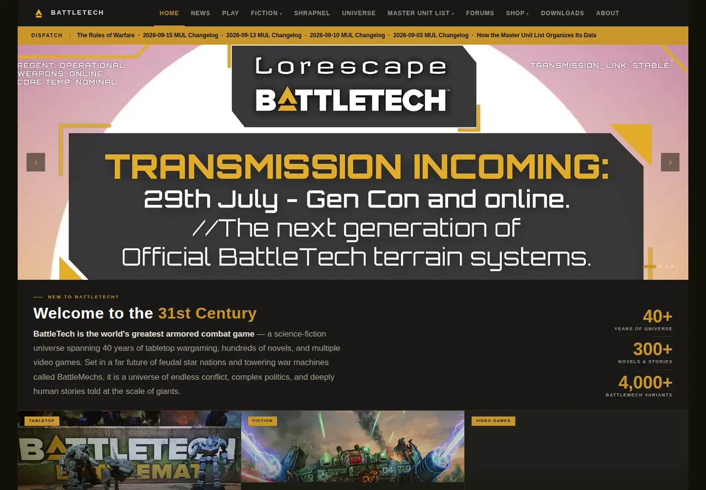 Screenshot of battletech.com