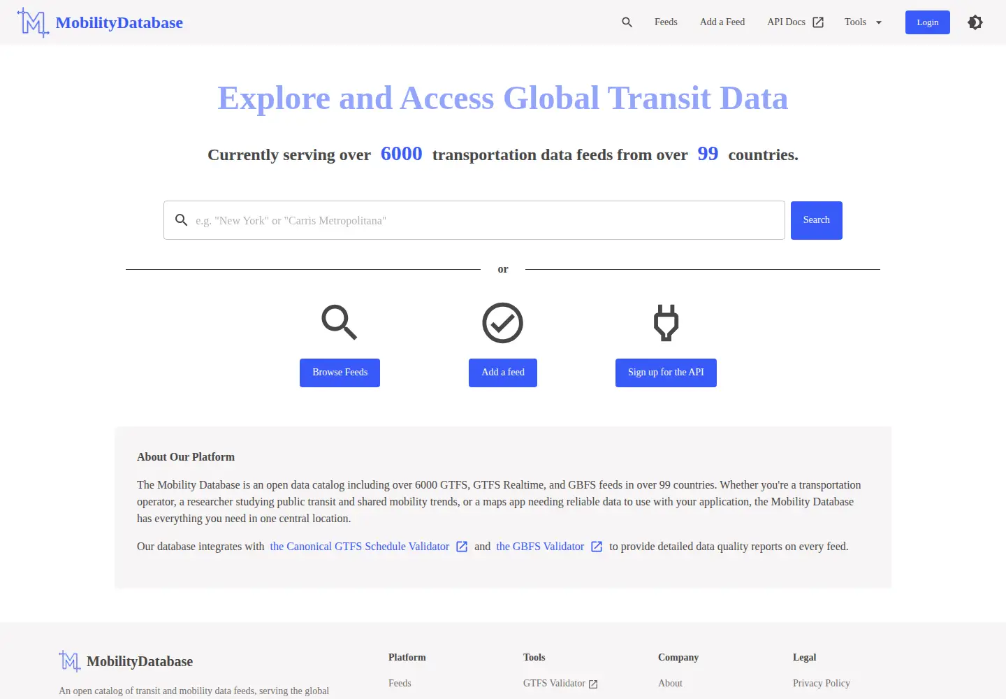 Screenshot of mobilitydatabase.org