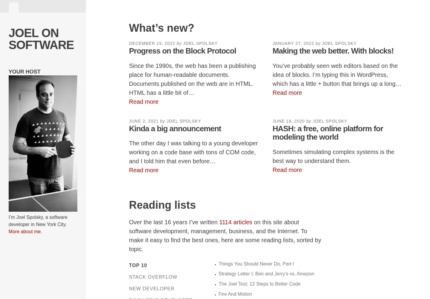 Screenshot of joelonsoftware.com