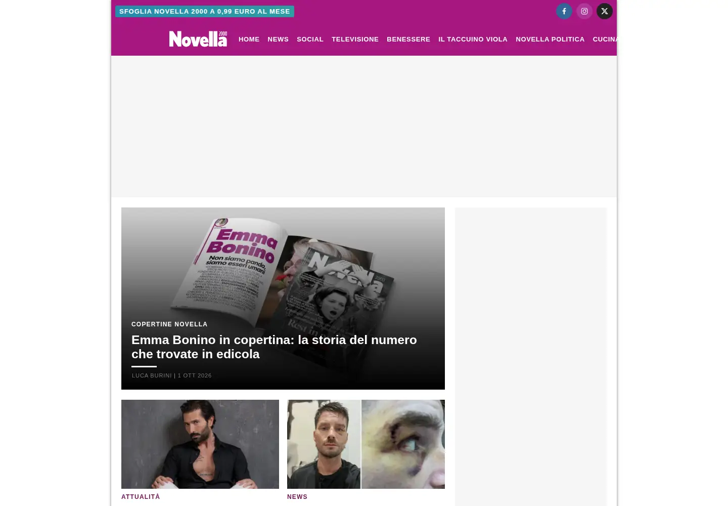 Captured homepage of novella2000.it in the current scan
