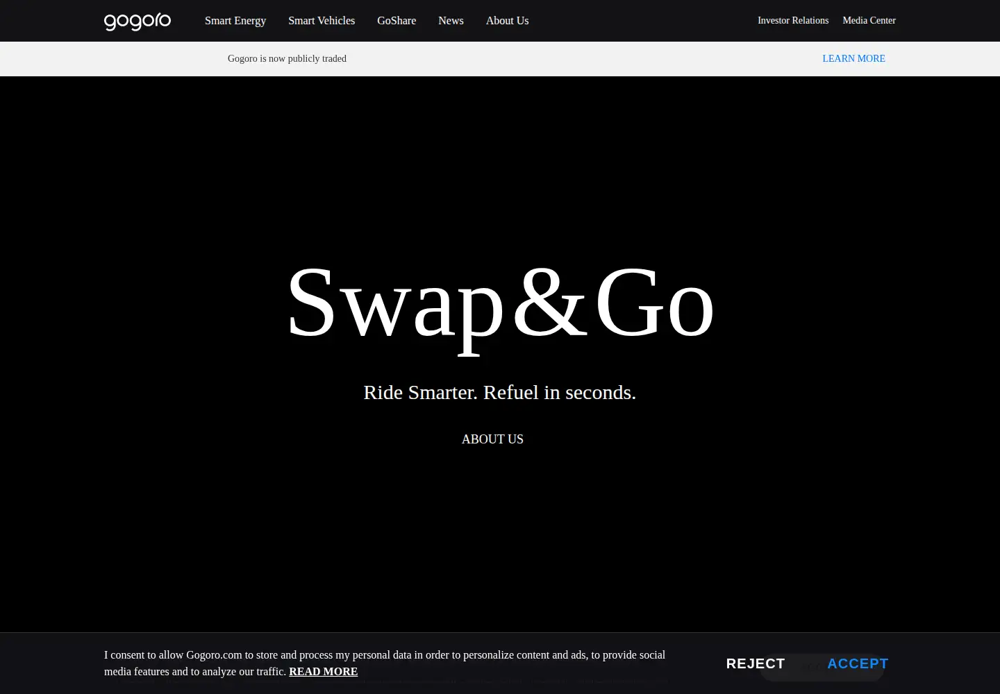 Screenshot of gogoro.com