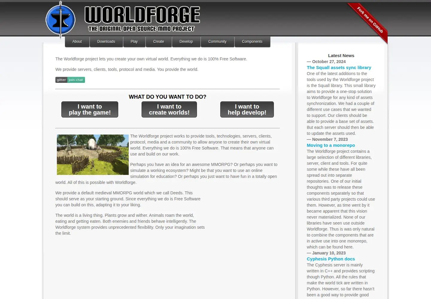 Screenshot of worldforge.org