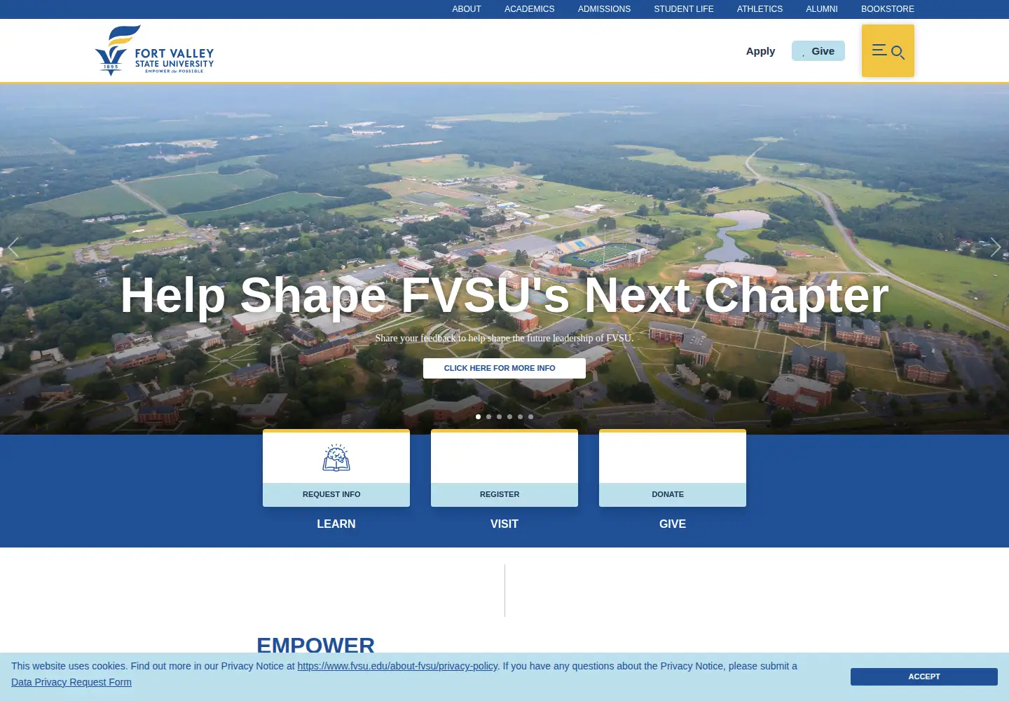 Screenshot of fvsu.edu