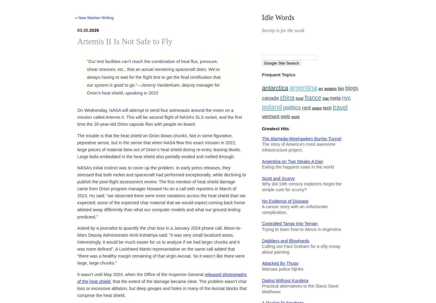 Screenshot of idlewords.com