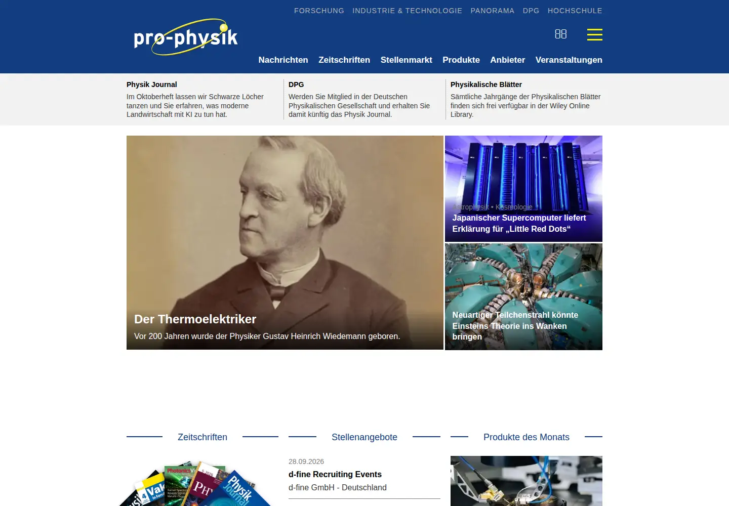 Screenshot of pro-physik.de
