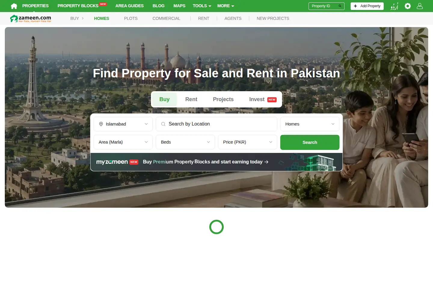 Screenshot of zameen.com