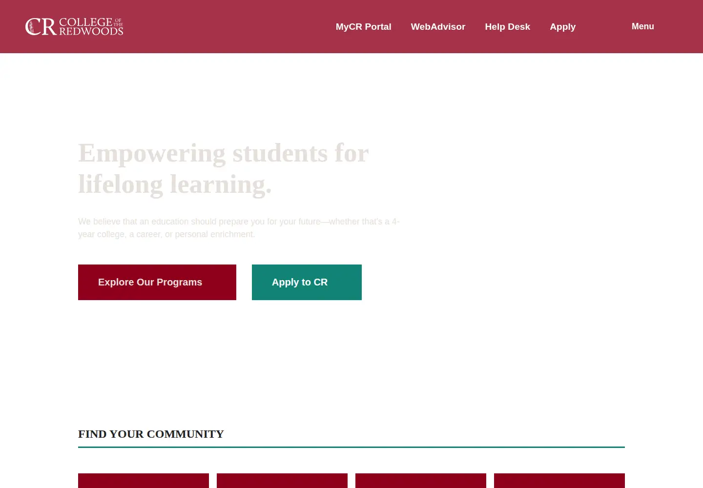 Screenshot of redwoods.edu