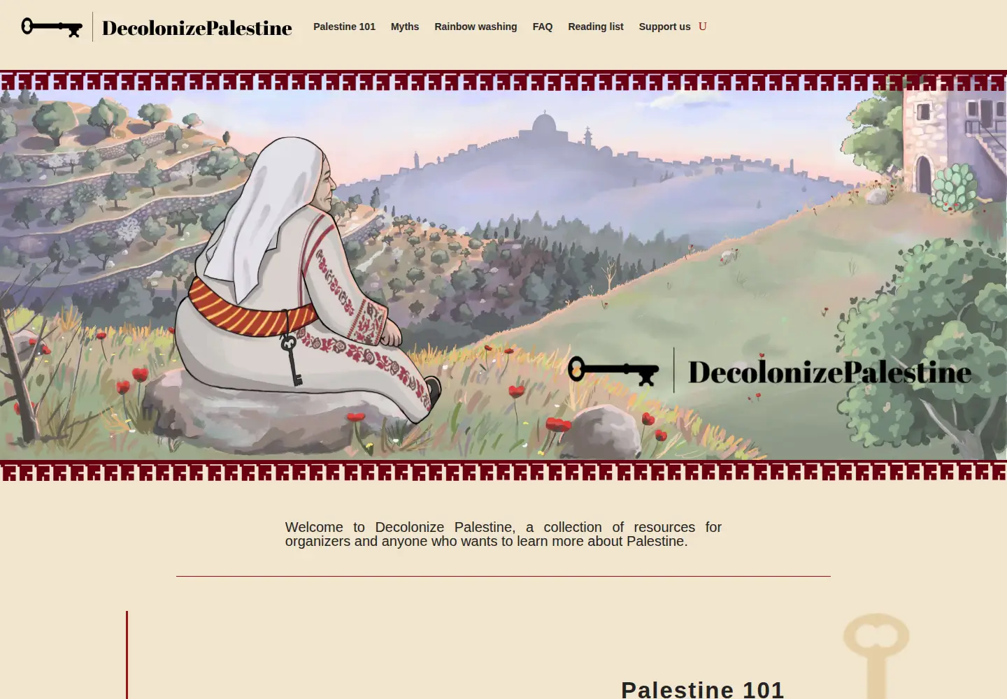 Screenshot of decolonizepalestine.com