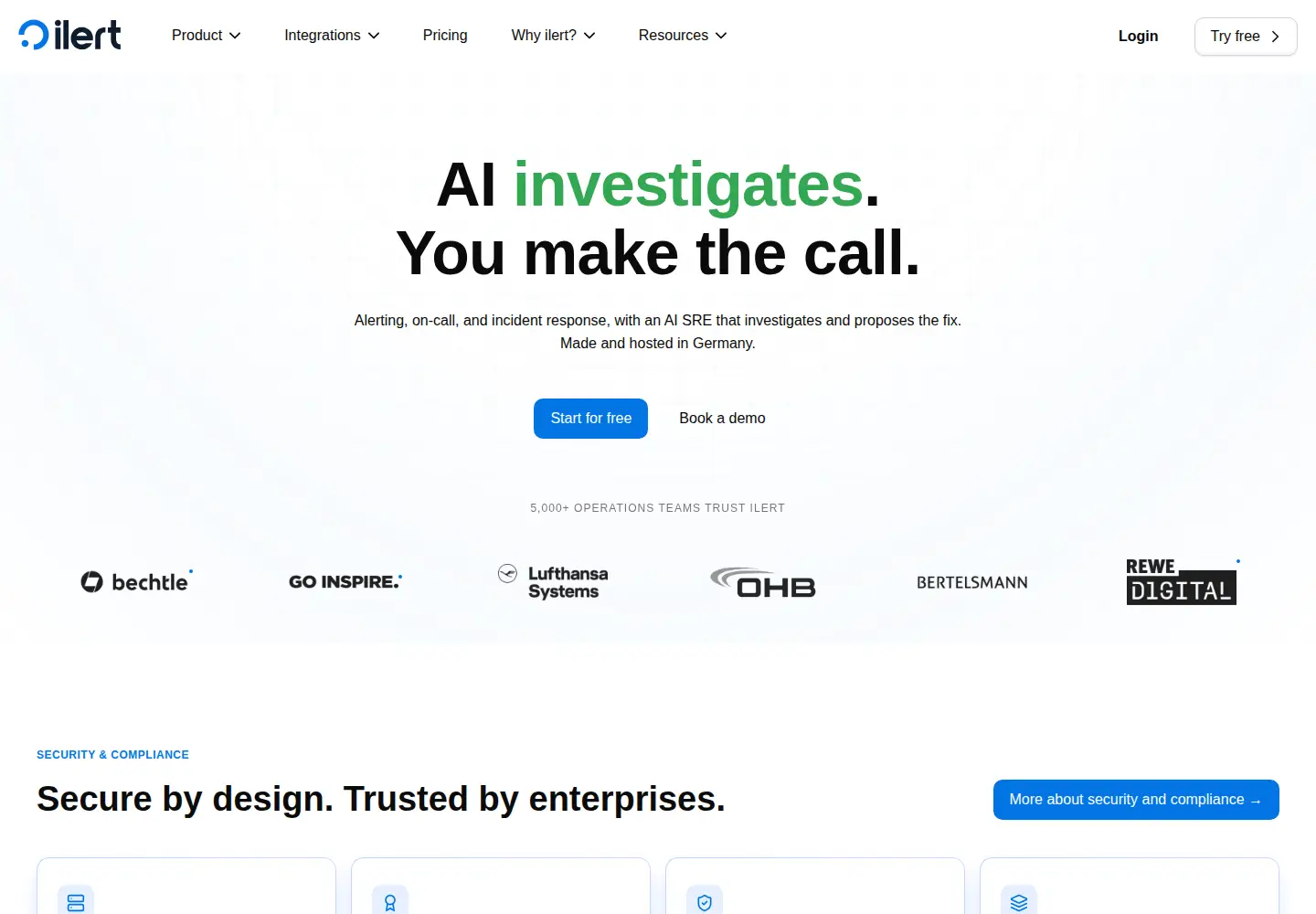 Screenshot of ilert.com