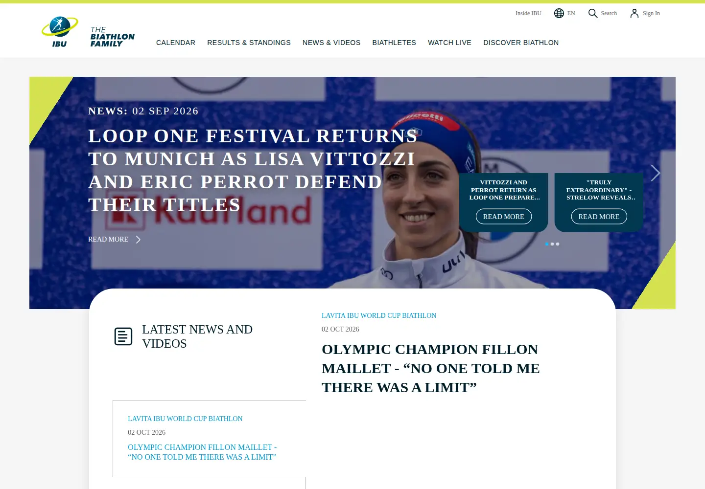 Screenshot of biathlonworld.com