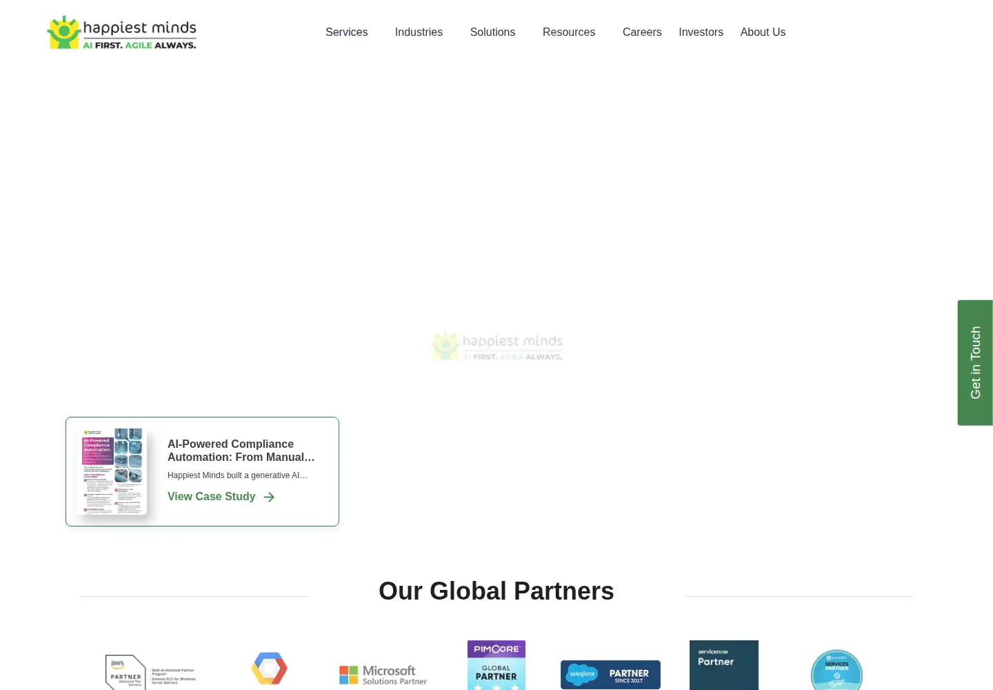 Screenshot of happiestminds.com