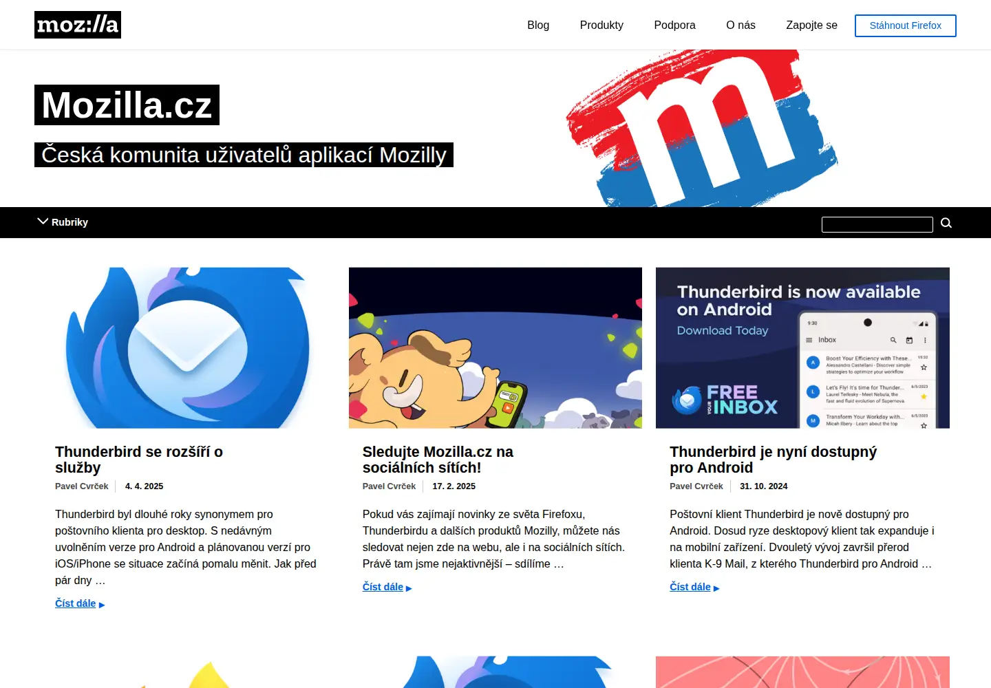 Screenshot of mozilla.cz