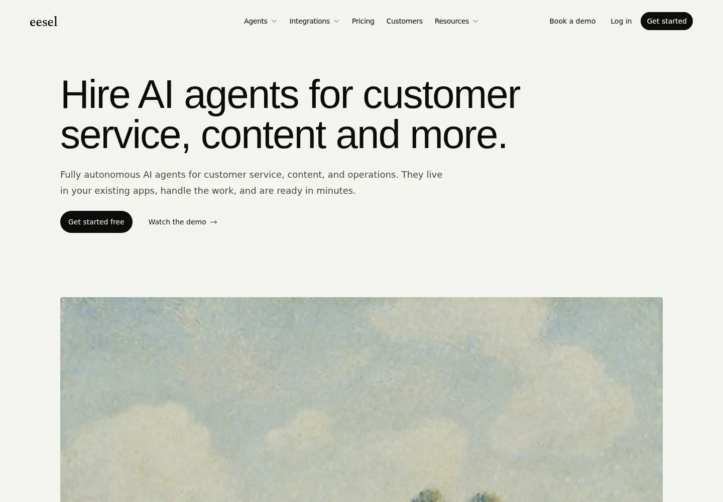 Captured homepage of eesel.ai in the current scan