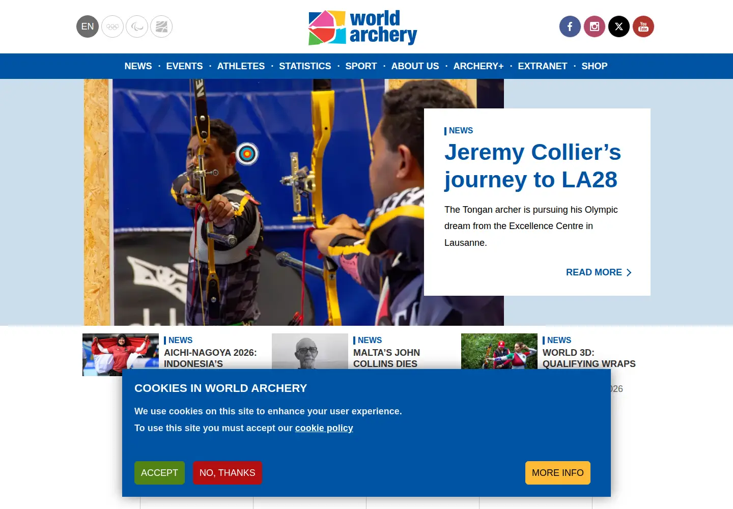 Screenshot of worldarchery.sport