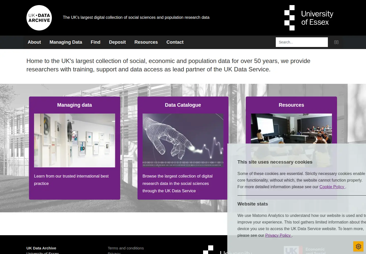 Screenshot of data-archive.ac.uk
