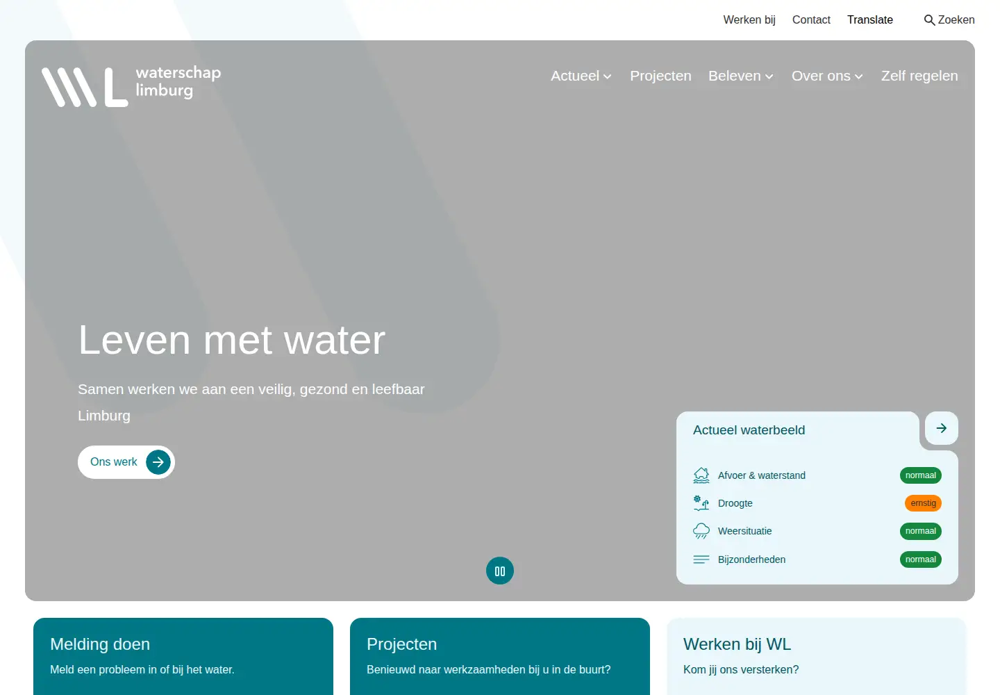 Screenshot of waterschaplimburg.nl