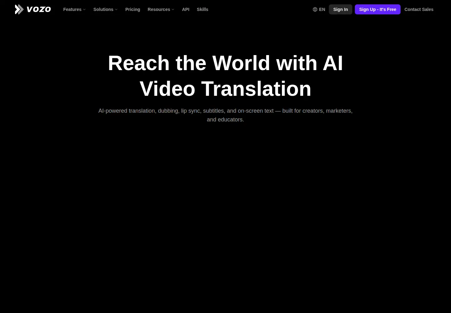 Screenshot of vozo.ai