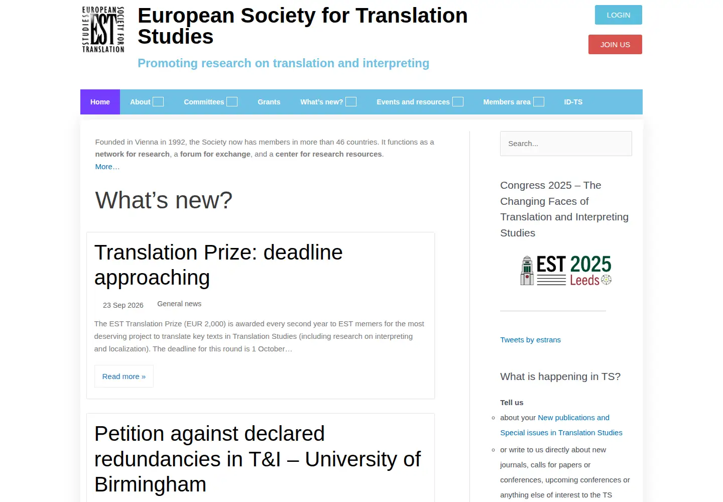 Screenshot of est-translationstudies.org