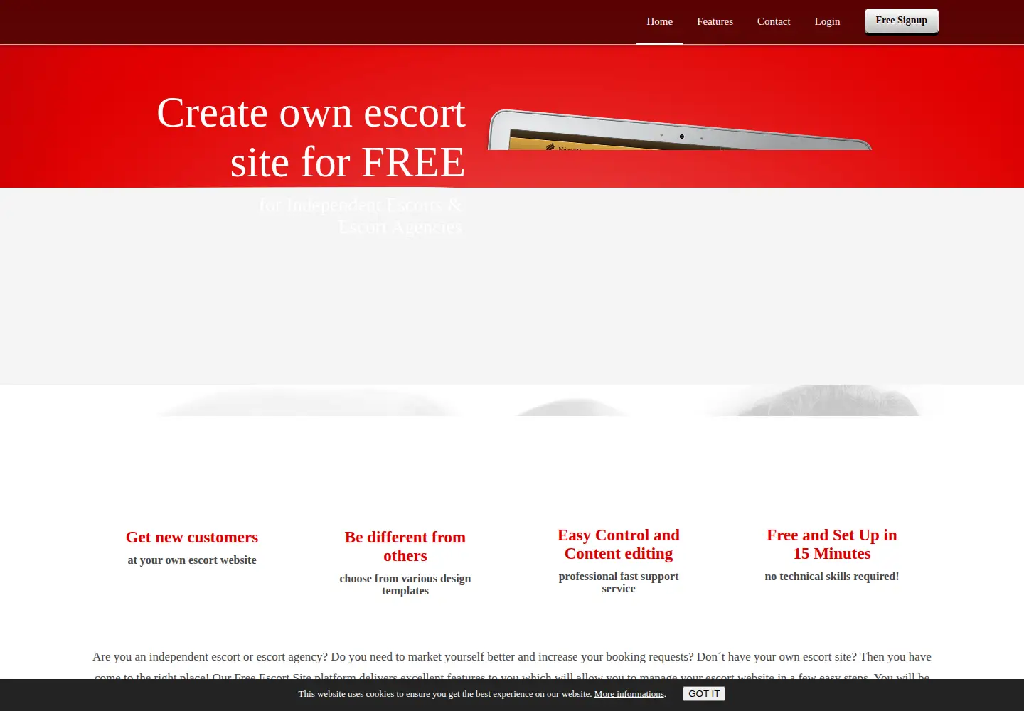 Screenshot of freeescortsite.com