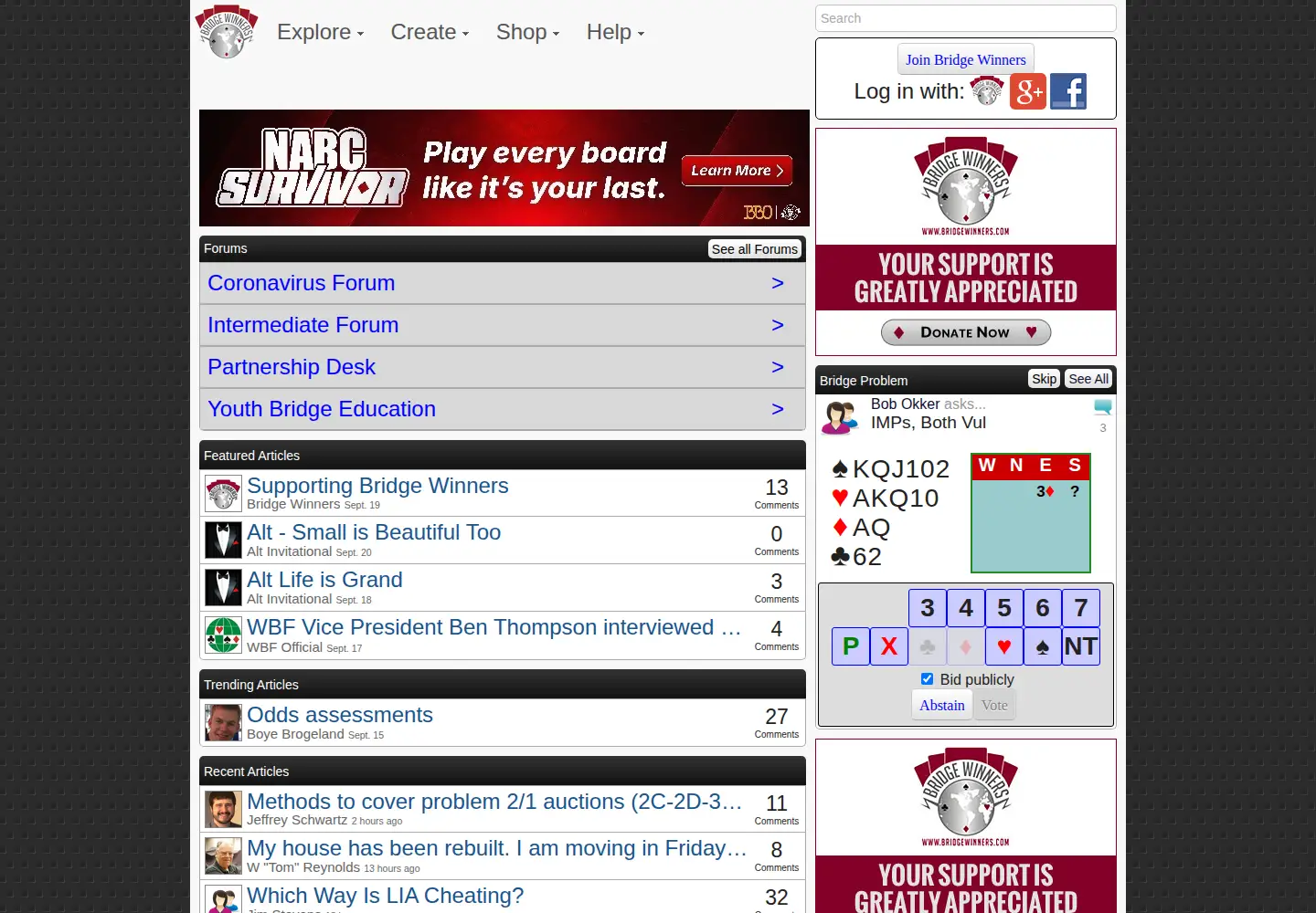 Screenshot of bridgewinners.com