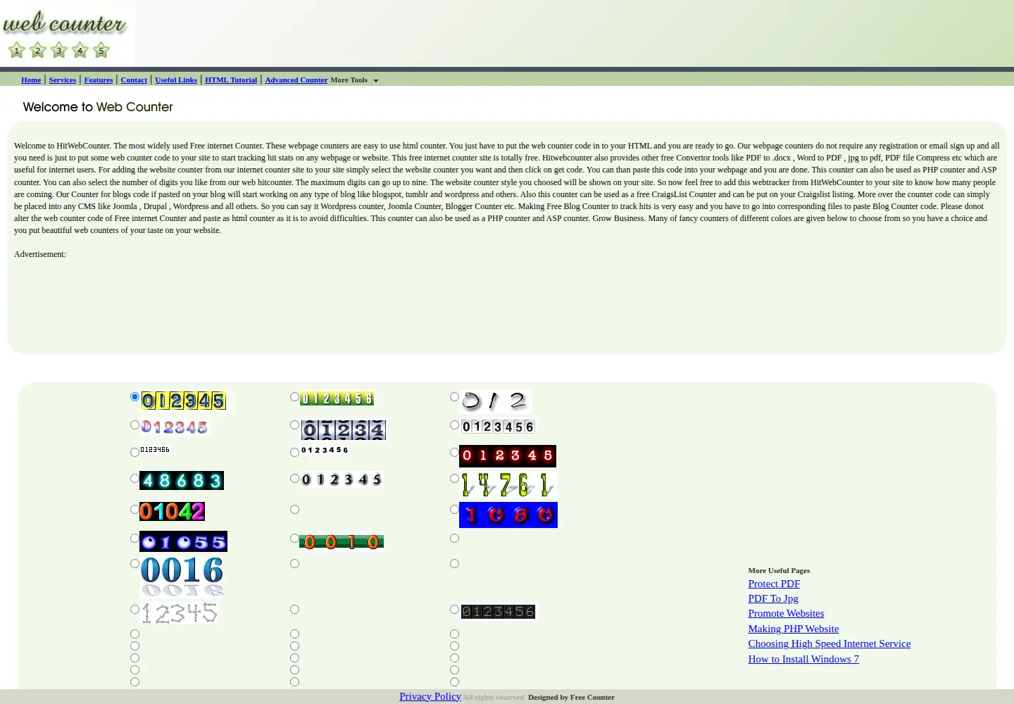 Screenshot of hitwebcounter.com