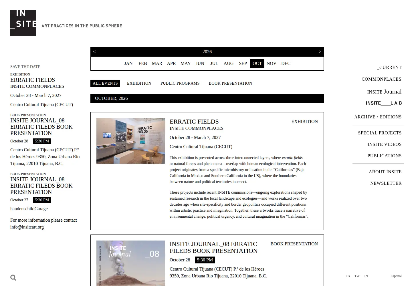 Screenshot of insiteart.org