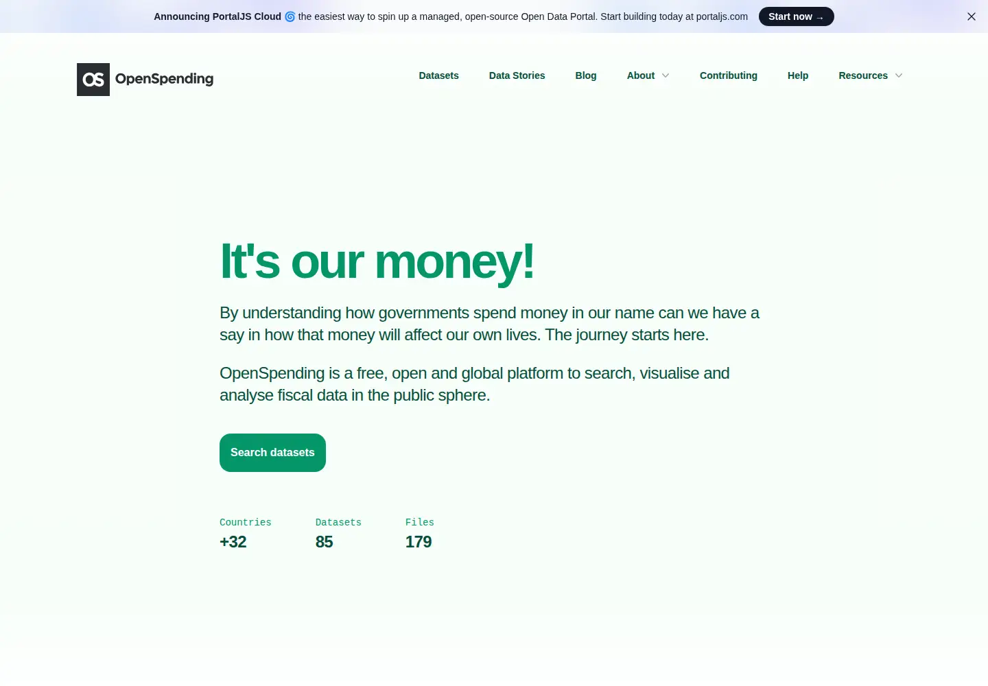 Screenshot of openspending.org