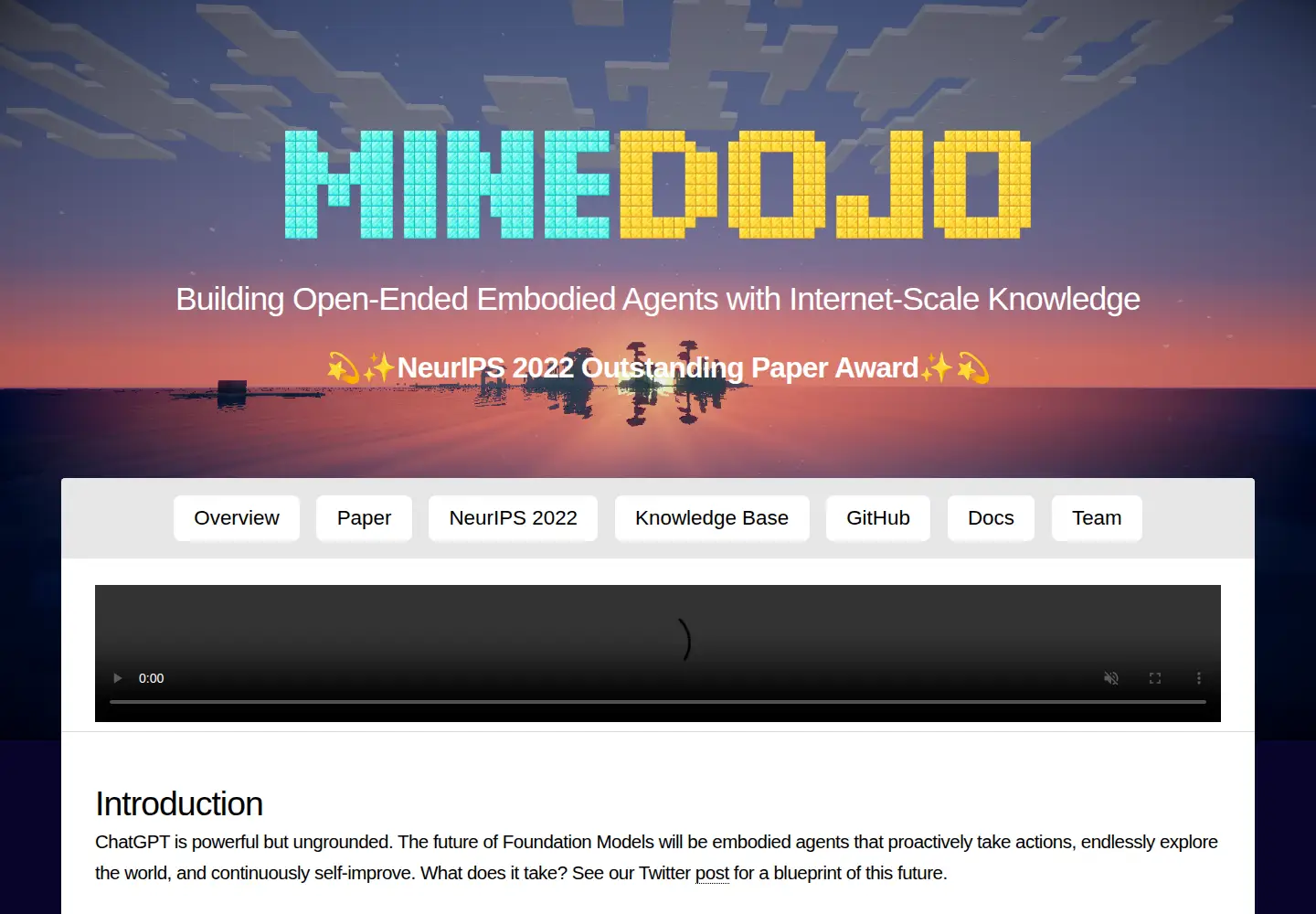 Captured homepage of minedojo.org in the current scan