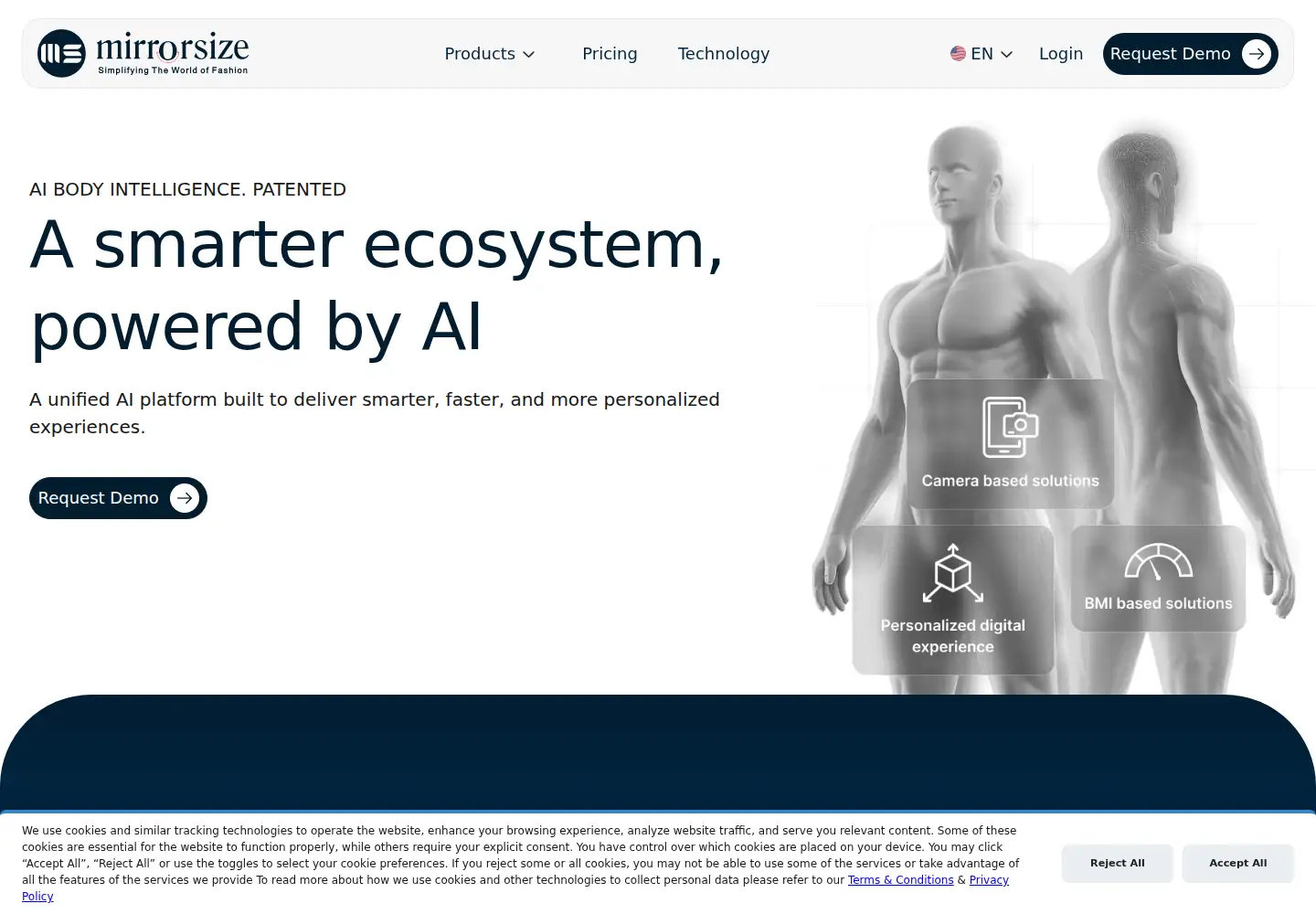 Screenshot of mirrorsize.com