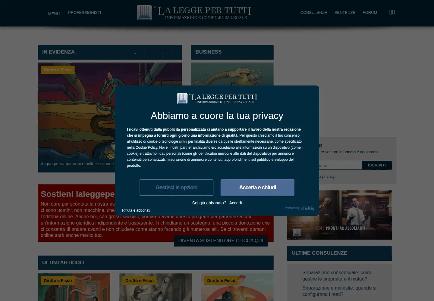 Screenshot of laleggepertutti.it