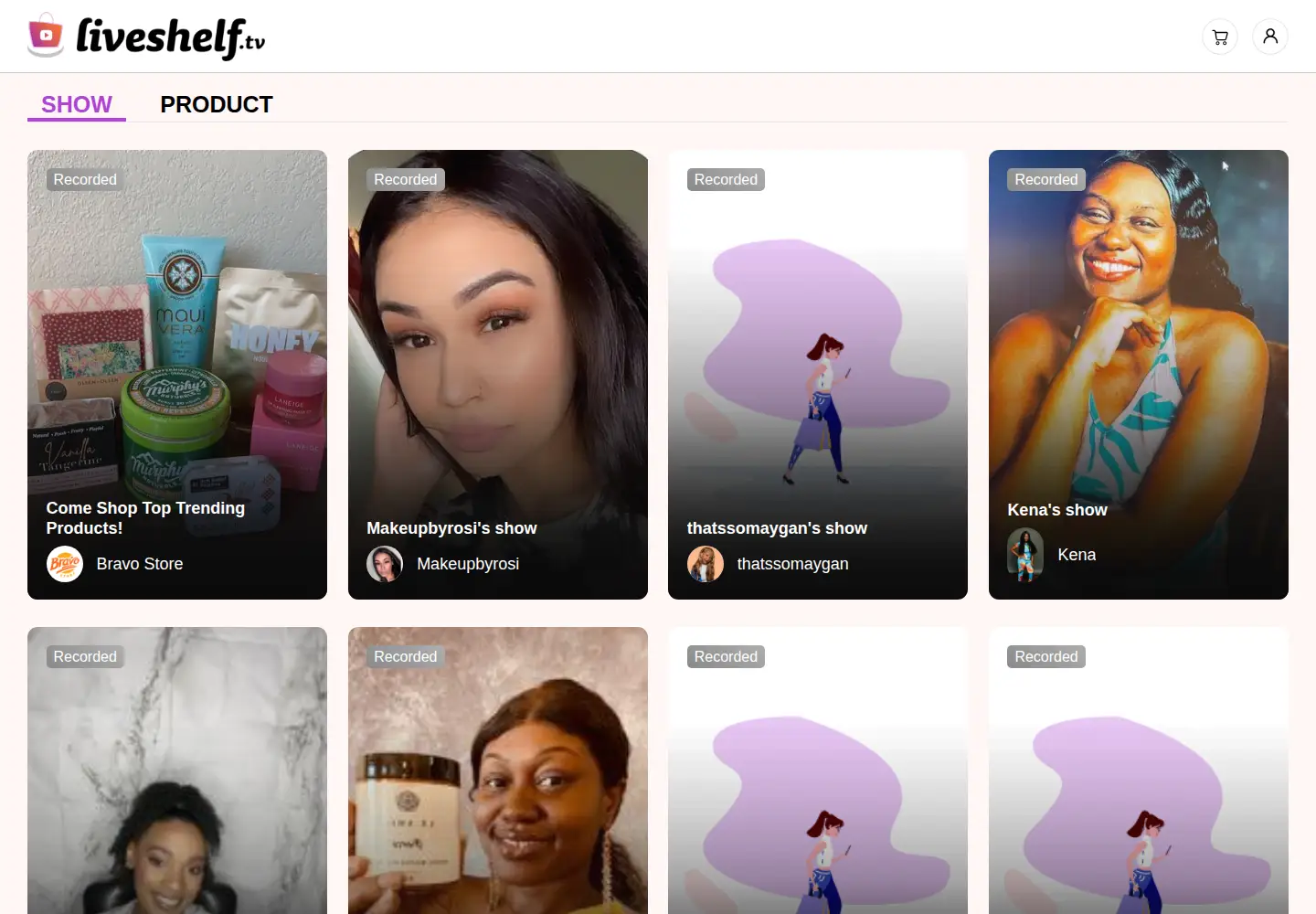 Screenshot of liveshelf.tv
