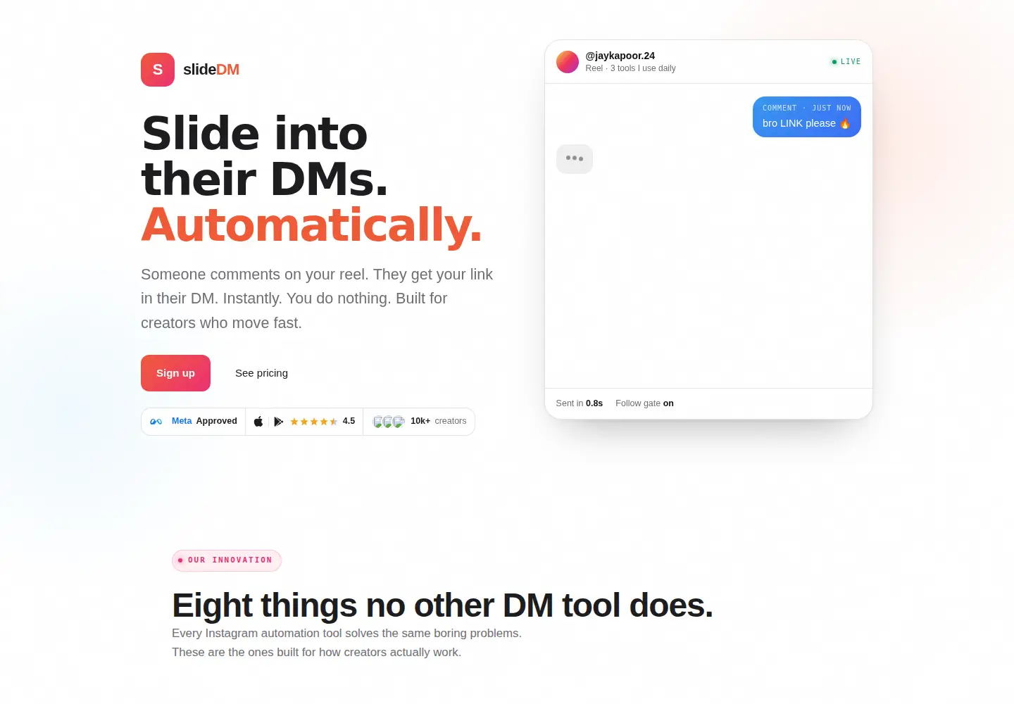 Screenshot of slidedm.app
