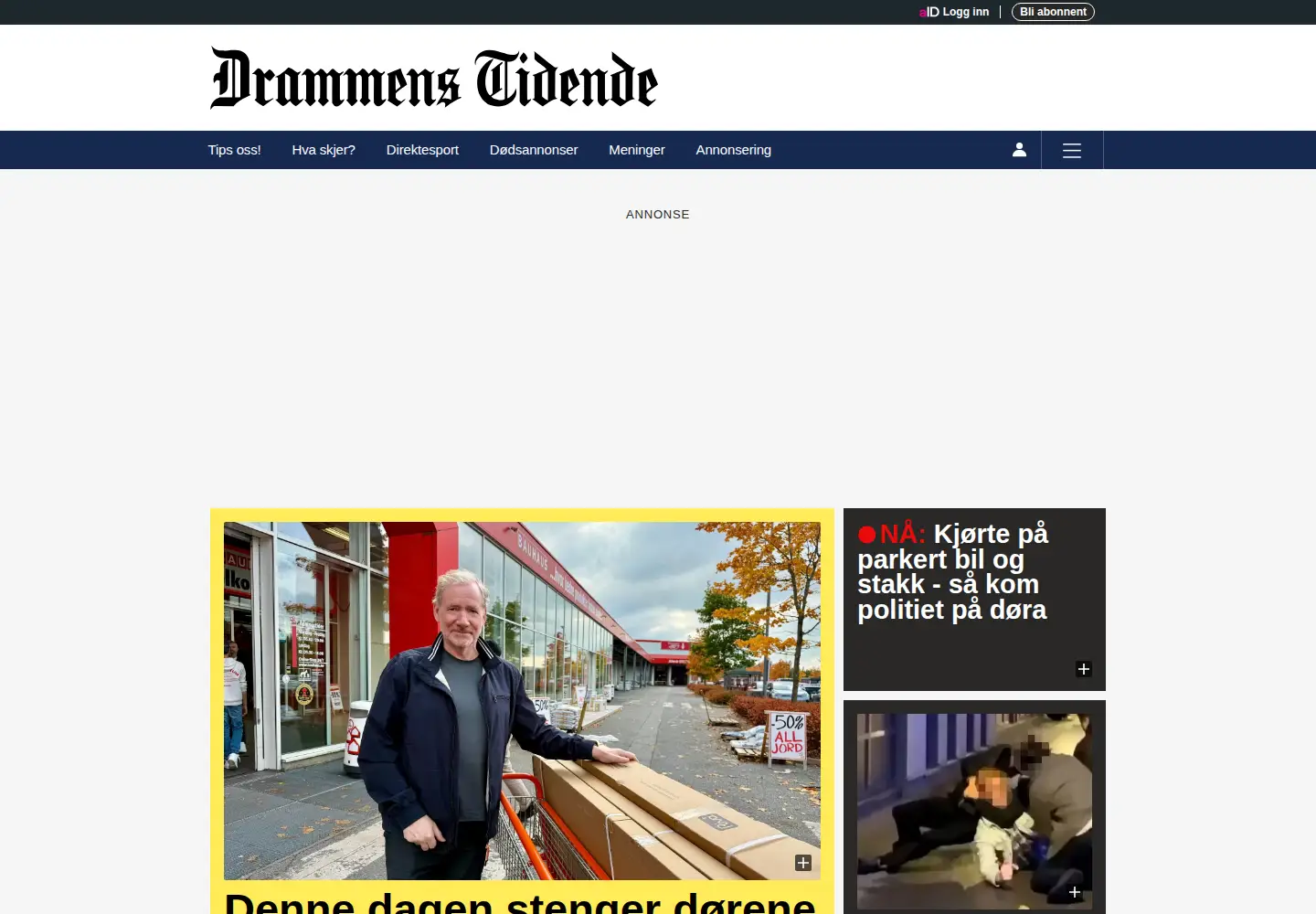 Screenshot of dt.no